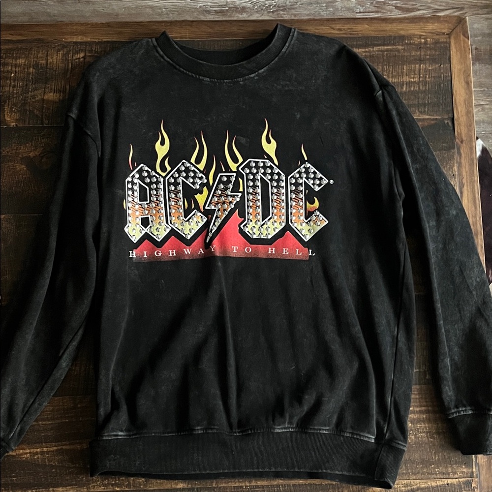 AC/DC Black and Yellow Graphic Crewneck Sweater